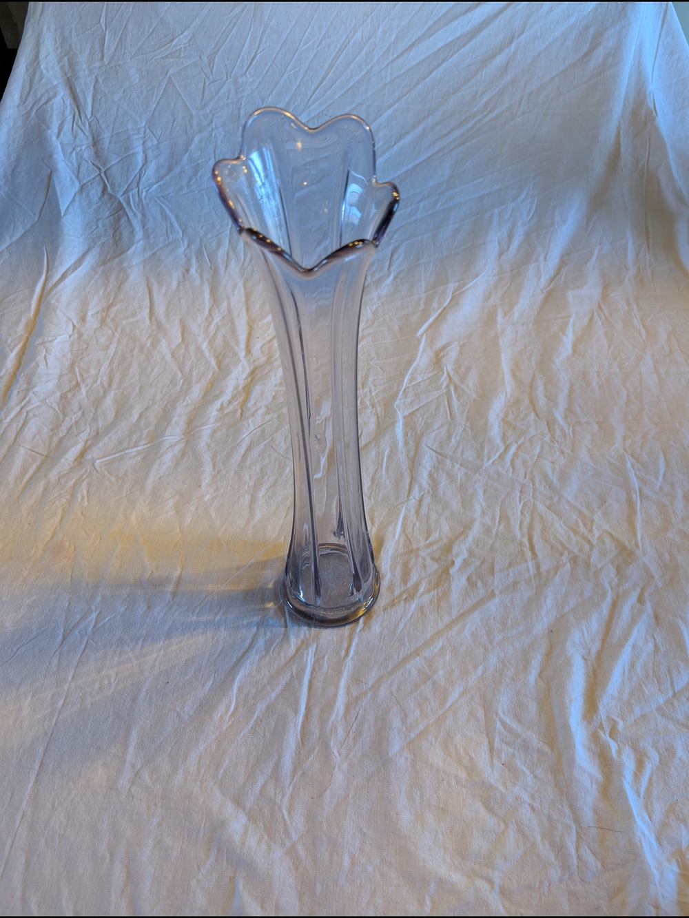 2/70$ Vintage Clear Glass Swung Vase with Pale Purple Hue
